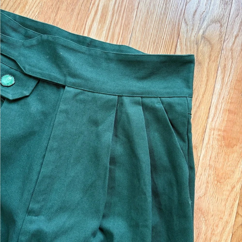 Pieces Uniques Le Pantalon Qwan Pleated Pants Gurkha Baggy Cotton Green M 32x32